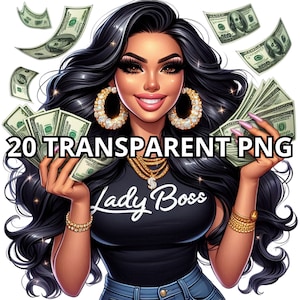 Latina Millionaire Png, 20 PNG, Clipart Lady Boss, Clipart Girl Boss, Clipart Boss Babe, Hustle Girls Clipart, Ragazza con soldi Png, Chicana