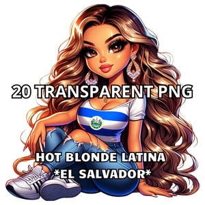 20 Hot Chibi Blonde Latina *El Salvador*, El Salvador Png, El Salvador Flag, El Salvador Clipart, Latina Png, Latina Clipart, Chibi Girl Png