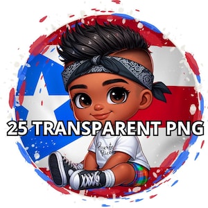 25 Chibi schattige Puerto Ricaanse donker haar Baby Boy Png, Puerto Rico Png, trotse Puerto Ricaanse Png, Latino Png, Latino Clipart, Chibi Boy Png
