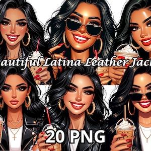 Belle veste en cuir Latina, 20 PNG, Latina Woman Png, Chicana Clipart, Latina Girl Png, Latina Png, Hispanic Clipart, Latina Clipart