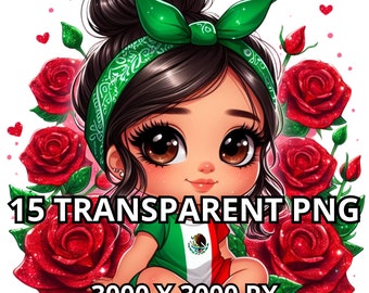 Super carina Chibi ragazza messicana Clipart, 15 PNG, Clipart principessa latina, ragazza ispanica Png, Chibi Girl Clipart, Chibi Girl Png, Chibi Dolls Png