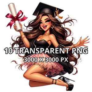 Hermosa chica de graduación Clipart, 10 PNG TRANSPARENTE, Graduación Png, Diploma Clipart, College Clipart, Graduación Clipart, Fashion Girl Png