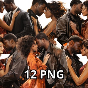 Schwarzes Paar Clipart, 12 PNG, Valentinstag Clipart, Valentinstag Png, Schwarzes Paar Png, Schwarze Liebe Png, Afro American Girl, Paar Clipart