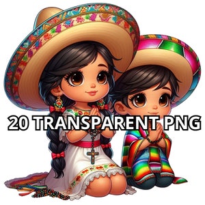 Super schattig Chibi Mexicaans meisje en jongen clipart, 20 PNG, schattig Chibi Mexicaans paar, Chibi Mexicaans meisje, Chibi Mexicaanse jongen, Chicano paar Png