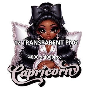 Chibi Sternzeichen Png Bundle, 12 TRANSPARENTE PNG, Sternzeichen Png, Schwarze Frau Png, Schwarzes Mädchen Png, Schwarzes Mädchen Magie Png, Schwarze Königin Png, Afro Girl Png