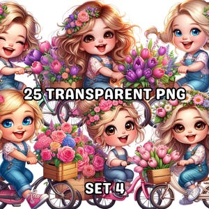 25 Carino Chibi Bambina Giardiniere Set 4, Chibi Ragazza Png, Bambina Png, Bambina Png, Chibi Ragazza Clipart, Primavera Png, Carino Primavera Clipart
