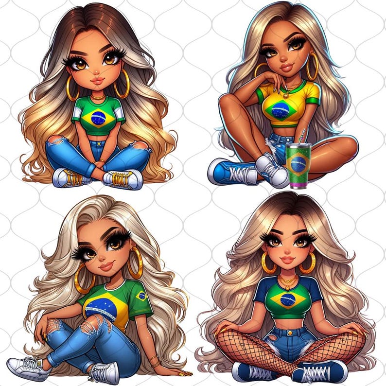 20 Gorgeous Chibi Brazilian Blonde Girl Png, Brazil Clipart, Chibi Girl ...