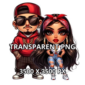 Chibi Chicano Paar Clipart, TRANSPARENT PNG, lateinisches Paar Png, Liebe hispanisches Paar, Cholo Paar, Cholo Png, Chola Png, Gangster Love Png