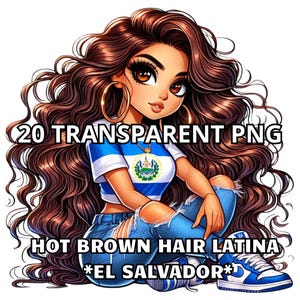 20 Hot Brown Hair Latina *El Salvador*, El Salvador Png, El Salvador Flag, El Salvador Clipart, Latina Png, Latina Clipart, Chibi Girl Png