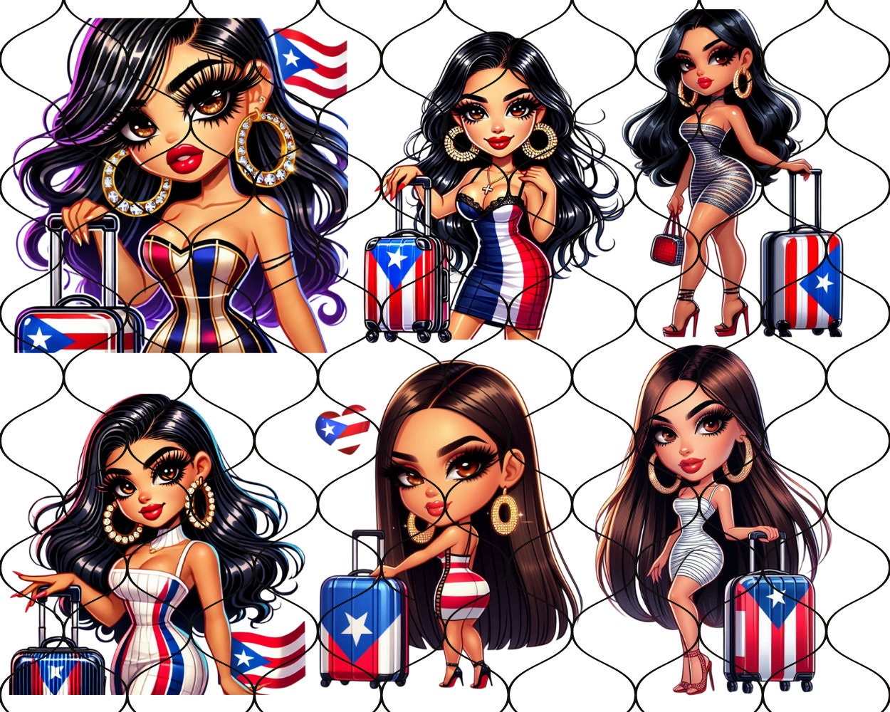 Chibi Hot Puerto Rican Travel Goddess, 60 Png, Boricua Png, Puerto Rico