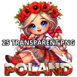 Chibi Cute Polish Blonde Baby Girl Clipart, 25 PNG, Polônia Png, Polonês Baby Girl Png, Polônia Clipart, Chibi Girl Png, Chibi Girl Clipart