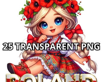 Chibi Cute Polish Blonde Baby Girl Clipart, 25 PNG, Poland Png, Polish Baby Girl Png, Poland Clipart, Chibi Girl Png, Chibi Girl Clipart