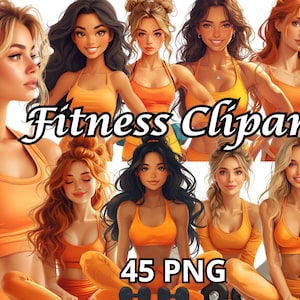 Fitness Clipart, 45 PNG, Fitness Girl Png, Fashion Girl Clipart, Gym Clipart, Fitness Png, Health Clipart, Gym Png, Sport Clipart, Exercise