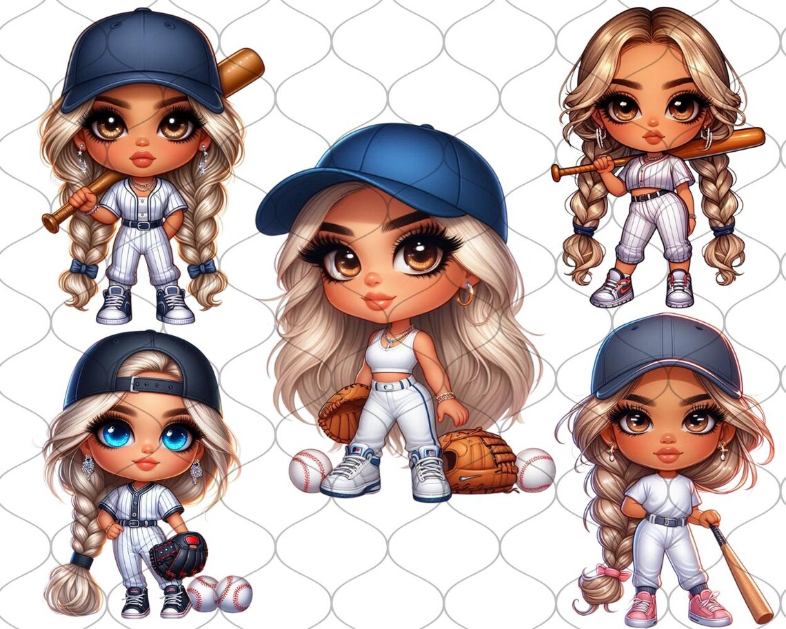 Chibi Blonde Baseball Girl, 30 TRANSPARENT PNG, Baseball Girl Clipart ...