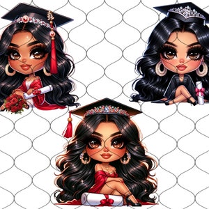 Chibi Chicana Graduation, 20 PNG, Chibi Latina Graduation, Graduation Png, Diploma Clipart, College Clipart, Graduation Clipart, Latina Png image 3