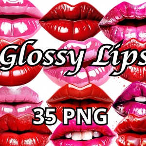 Glänzende Lippen, 35 PNG, Lippen Clipart, Kuss Clipart, Lipgloss Clipart, Valentinstag Clipart, Valentinstag Mädchen Png, Valentinstag Clipart, Glam Girl