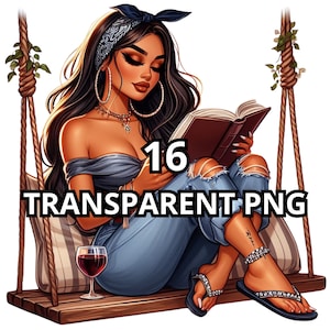 Latina Relax Wine Time, 16 PNG, Mädchen-Lesungs-Clipart, Selbstliebe-Clipart, Chicana-Clipart, Latina-Mädchen-Png, Latina-Png, Chicana-Png, Chola-Png