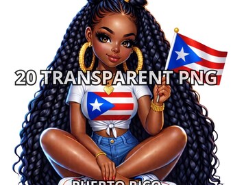 20 Gorgeous Puerto Rican Black Girl Png, Boricua Png, Puerto Rico Clipart, Boricua Clipart,Puerto Rico Png,Proud Puerto Rican,Black Girl Png