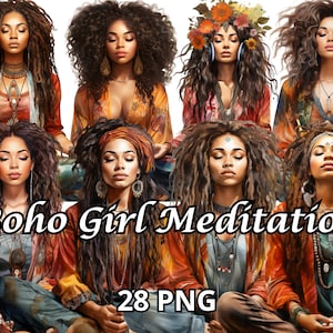 Boho Girl Meditation, 28 PNG, Self Love Clipart, Self Care Png, Meditation Clipart, Yoga Png, Meditation Png,Spiritual Clipart,Spiritual Png