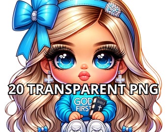 GOD FIRST, Chibi Cute Blonde Baby Girl Png, 20 PNG, Chibi Girl Clipart, Chibi Girl Png, Chibi Dolls Png,Chibi Dolls Clipart,Latina Baby Girl