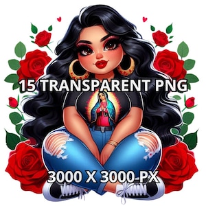 Curvy Mexican Girl Clipart, 15 TRANSPARENT PNG, Gordita Mexicana, Plus Size Mexicana,Latina Png,Chicana Png,Chibi Latina Clipart,Gordita Png
