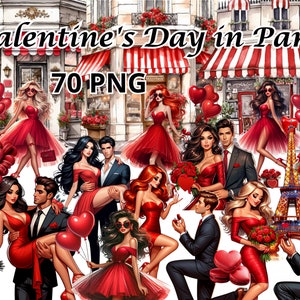 Día de San Valentín en París, 70 PNG, Clipart del Día de San Valentín, Chica de San Valentín Png, Clipart de San Valentín, Día de San Valentín, Pareja romántica, Compromiso