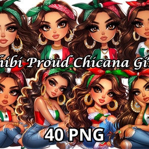 Chibi Proud Chicana Girl, 40 PNG,Chicana Clipart,Chibi Dolls Clipart,Chibi Girl Png,Latina Woman Png,Latina Clipart,Chicana Png,Mexicana Png