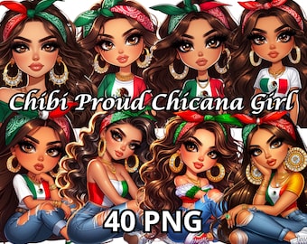 Chibi Proud Chicana Girl, 40 PNG,Chicana Clipart,Chibi Dolls Clipart,Chibi Girl Png,Latina Woman Png,Latina Clipart,Chicana Png,Mexicana Png