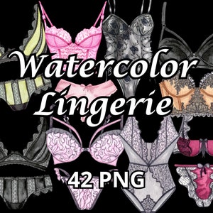Aquarelle Lingerie, 42 PNG, Corset Clipart, Lingerie Clipart, Sous-vêtements pour femmes Png, Bachelorette Clipart, Lingerie en dentelle, Soutien-gorge Clipart, Mode