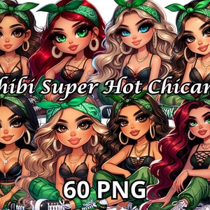 Chibi Super Hot Chicana, 60 PNG, Chicana Clipart, Chibi Dolls Png, Chibi Girl Png, Latina Woman Png, Latina Clipart, Chicana Png, Chibi Png