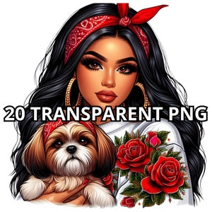 Chien maman Png, 20 PNG TRANSPARENT, Chien maman Png, Shih Tzu Lover, Latina Woman Png, Chicana Clipart, Latina Girl Png, Latina Png, Chicana Png