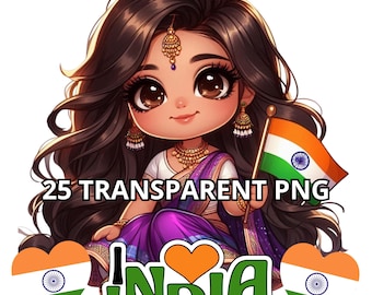Chibi Cute Indian Baby Girl Clipart, 25 Png, India Png, Chibi Girl Png, India Clipart, Chibi Girl Clipart, Chibi Doll Png, Indian Girl Png