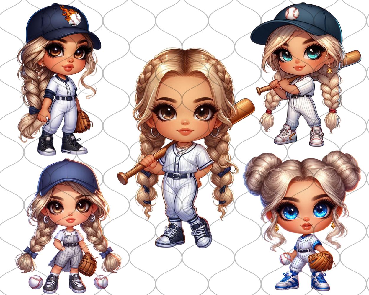Chibi Blonde Baseball Girl, 30 TRANSPARENT PNG, Baseball Girl Clipart ...