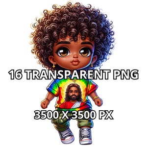 Super schattige Chibi zwarte jongen PNG, 16 PNG, zwarte jongen clipart, Afro-Amerikaanse Jezus, zwarte jongen PNG, kleine zwarte jongen clipart, zwarte Jezus PNG