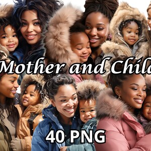 Mãe e filho, 40 PNG, clipart do dia das mães, dia das mães, clipart da mãe, clipart do dia das mães, clipart de mulheres negras, mamãe png, maternidade
