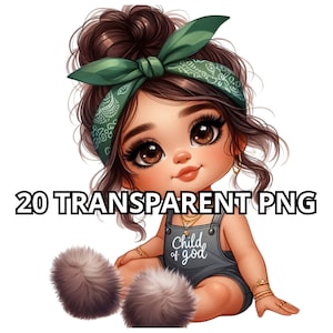 CHILD of GOD, Cute Green Chibi Latina Baby Girl Png, 20 PNG, Clipart Principessa Latina, Ragazza ispanica Png, Chibi Girl Clipart, Chibi Girl Png