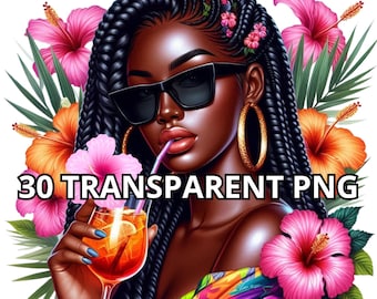 30 Summer Black Woman Png, Black Girl Png, Black Girl Magic Png, Black Queen Png,Afro Girl Png,Melanin Queen Png,Afro Queen Png,Summer Vibes