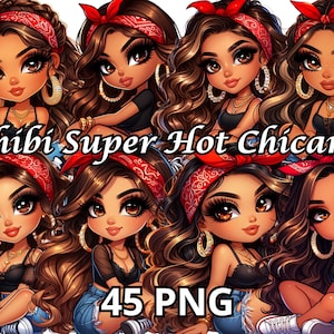 Chibi Super Hot Chicana, 45 PNG, Chicana Clipart, Chibi Dolls Png, Chibi Girl Png, Latina Woman Png, Latina Clipart, Chicana Png, Chibi Png
