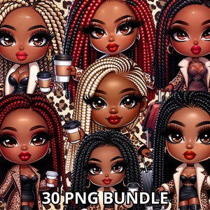Chibi Travel Girl, 30 PNG, Chibi Style Woman Clipart, Melanin Queen Png, Black Girl Clipart, Chibi Mulher Afro-americana, Afro Queen Png