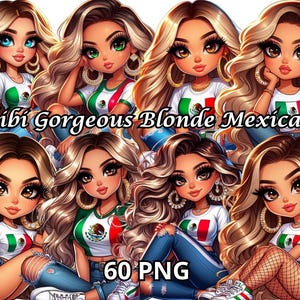 Chibi Gorgeous Blonde Mexicana, 60 PNG, Mexicana Png, Chicana Png, Latina Clipart, Chicana Clipart, Chibi Dolls Png, Chibi Girl Png, Chingona