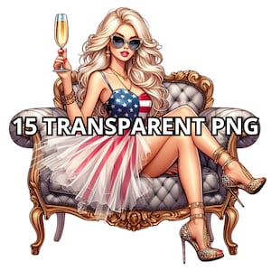 Mode meisje clipart, 15 PNG, Glam Girl PNG, fashionista clipart, mode clipart, onafhankelijkheidsdag clipart, 4 juli PNG, luxe PNG, mode PNG