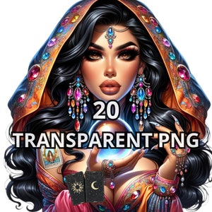 Wunderschöne Wahrsagerin Clipart, 20 TRANSPARENT PNG, Chicano Woman Png, Latina Woman Png, Chicana Clipart, Latina Girl Png, Latina Png, Magic
