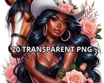 20 hermosas vaqueras negras PNG, imágenes prediseñadas de vaquera, mujer negra PNG, niña negra PNG, niña negra mágica PNG, reina negra PNG, reina melanina PNG