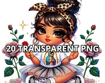 Chibi Cute Latina Baby Girl Png, 20 Png, Latina Princess Clipart, Hispanic Girl Png, Chibi Girl Clipart, Chibi Girl Png, Chibi Dolls Png