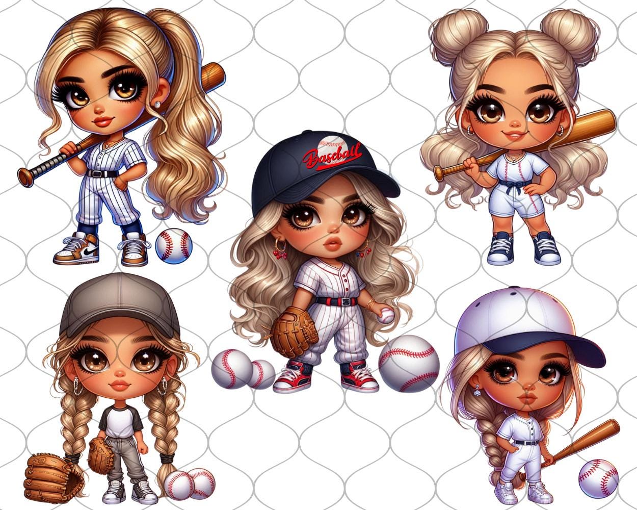 Chibi Blonde Baseball Girl, 30 TRANSPARENT PNG, Baseball Girl Clipart ...