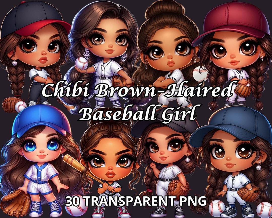 Chibi Brown-haired Baseball Girl, 30 TRANSPARENT PNG, Baseball Girl ...