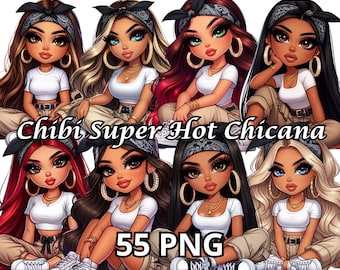 Chibi Super Hot Chicana, 55 PNG, Chicana Clipart, Chibi Clipart, Chibi Girl Png, Latina Woman Png, Latina Clipart, Chicana Png, Chibi Png