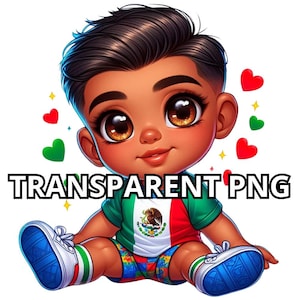 1 Chibi schattige Mexicaanse Baby Boy Clipart, Latino Boy Clipart, Mexicaanse jongen Clipart, Chibi Boy Png, Mexicaanse jongen Png, kleine jongen Png, Mexico Png