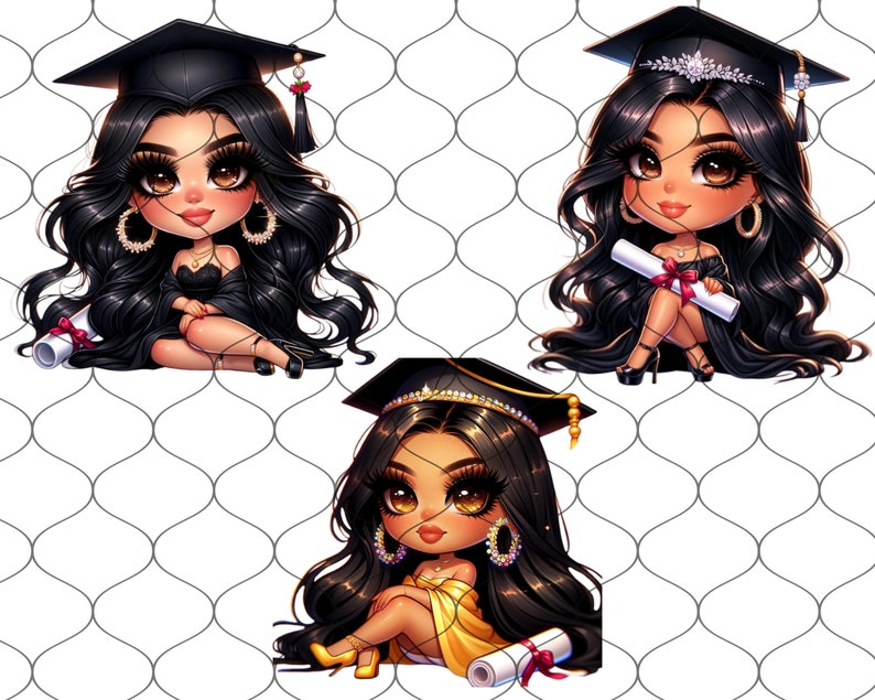 Chibi Chicana Graduation, 20 PNG, Chibi Latina Graduation, Graduation Png, Diploma Clipart, College Clipart, Graduation Clipart, Latina Png image 4