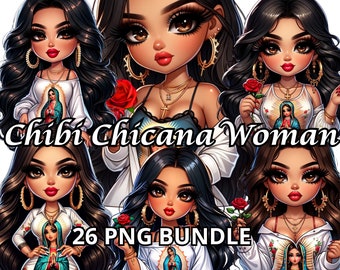 Chibi Chicana Woman, 26 Png, Chicana Clipart, Chibi Dolls Png, Chibi Girl Png, Latina Woman Png, Latina Clipart, Chicana Png, Everyday Chibi